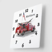 Fire Truck Vierkante Klok (Hoek)