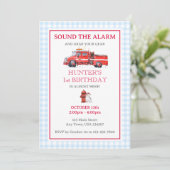 Fire Truck Waterverf Verjaardagsuitnodiging Kaart (Staand voorkant)