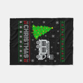 Fire Truck Xmas Tree Lighting Ugly Christmas Sweat Fleece Deken (Voorkant (Horizontaal))