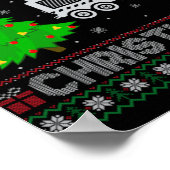 Fire Truck Xmas Tree Lighting Ugly Christmas Sweat Poster (Hoek)
