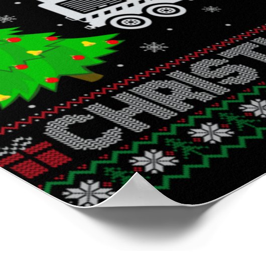 Fire Truck Xmas Tree Lighting Ugly Christmas Sweat Poster (Hoek)