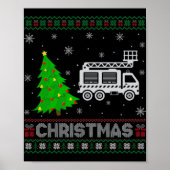 Fire Truck Xmas Tree Lighting Ugly Christmas Sweat Poster (Voorkant)