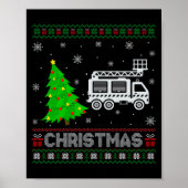 Fire Truck Xmas Tree Lighting Ugly Christmas Sweat Poster (Voorkant)
