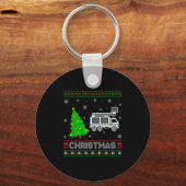 Fire Truck Xmas Tree Lighting Ugly Christmas Sweat Sleutelhanger (Voorkant)