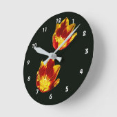 Fire Tulip Flowers Round Clock Ronde Klok (Hoek)