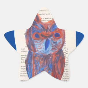 Fire Uil van boeken Ster Sticker