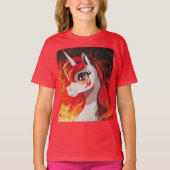 Fire Unicorn van dichtbij T-shirt (Voorkant)