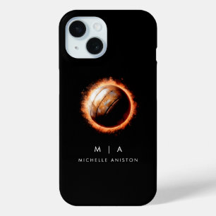  Fire Volleybal Monogram Aangepast iPhone 15 Case