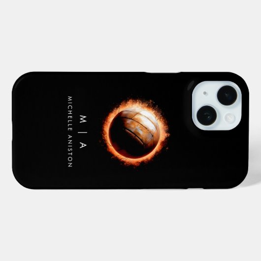  Fire Volleybal Monogram Aangepast Case-Mate iPhone Case (Achterkant (horizontaal))