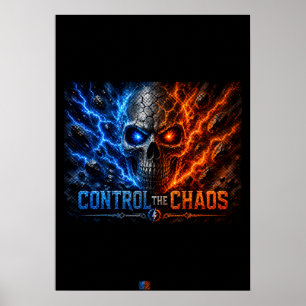 Fire vs Ice Schedel 3D T-shirt – Poster