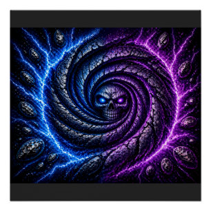 Fire vs Ice Schedel Vortex Poster – Hypnotisch Opt