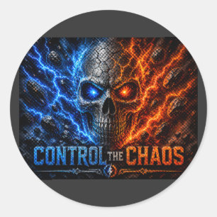 Fire vs Ice Skull 3D T-shirt – Ronde Sticker