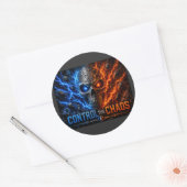 Fire vs Ice Skull 3D T-shirt – Ronde Sticker (Envelop)