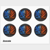 Fire vs Ice Skull 3D T-shirt – Ronde Sticker (Vel)
