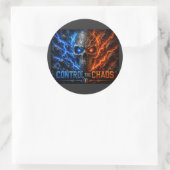 Fire vs Ice Skull 3D T-shirt – Ronde Sticker (Tas)