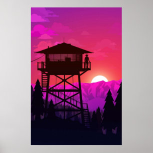 Fire Watch Lookout Tower Poster