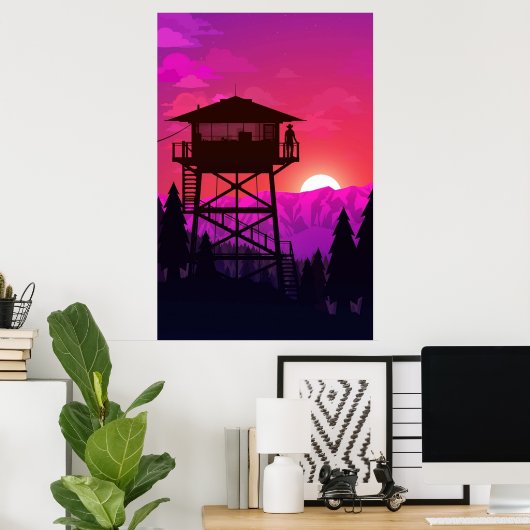 Fire Watch Lookout Tower Poster (Thuiskantoor)
