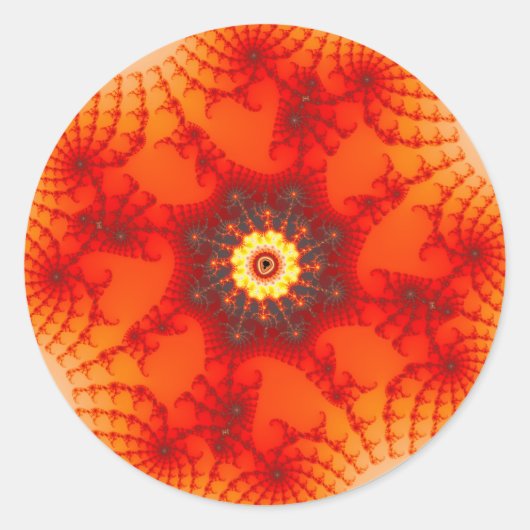 Fire Web - Fractal Art Ronde Sticker (Voorkant)