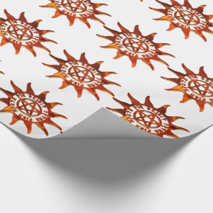Fire Wicca Sun & Pentacle Cadeaupapier