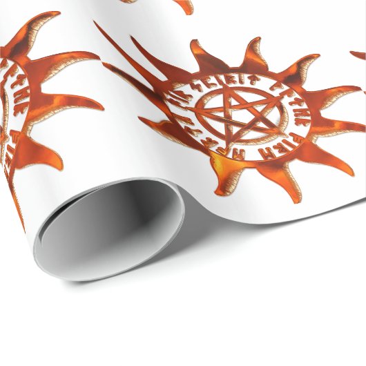 Fire Wicca Sun & Pentacle Cadeaupapier (Rol Hoek)