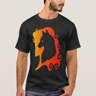 Fire Wolf Spirit Animal Guide Pagan Wicca T-shirt