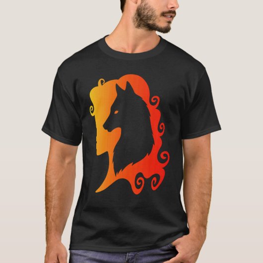 Fire Wolf Spirit Animal Guide Pagan Wicca T-shirt (Voorkant)