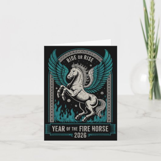 Fire Year Of The Horse – Chinese Zodiac New Year 2 Kaart (Voorkant)