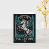 Fire Year Of The Horse – Chinese Zodiac New Year 2 Kaart (Gele Bloem)