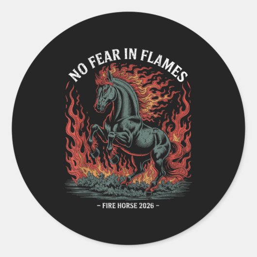 Fire Year Of The Horse – Chinese Zodiac New Year 2 Ronde Sticker (Voorkant)
