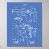 Firearm 1913 Patent Art Blueprint Poster (Voorkant)