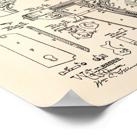 Firearm 1913 Patent Art Old Peper Poster (Hoek)