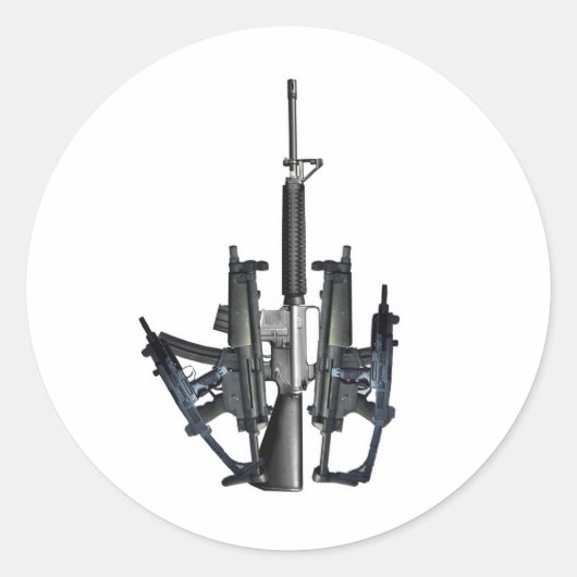 Firearm Middle Finger Ronde Sticker (Voorkant)