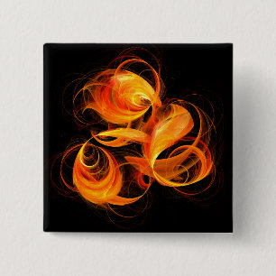 Fireball Abstract Art Button (vierkant)