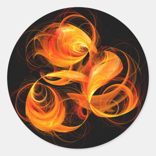 Fireball Abstract Art Round Sticker (Voorkant)