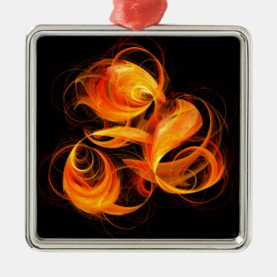 Fireball Abstract Art Square Metalen Ornament