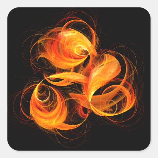 Fireball Abstract Art Square Sticker (Voorkant)