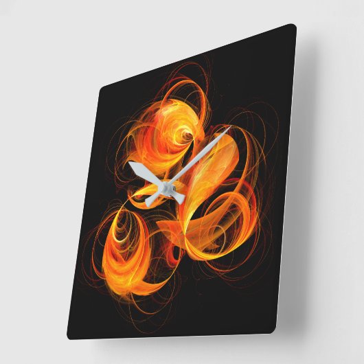 Fireball Abstract Art Square Vierkante Klok (Hoek)