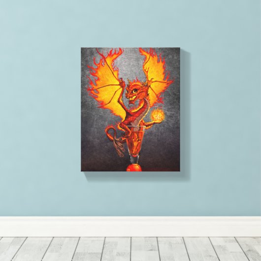Fireball Dragon 8x10 Canvas afdrukken (Insitu (Houten vloer))