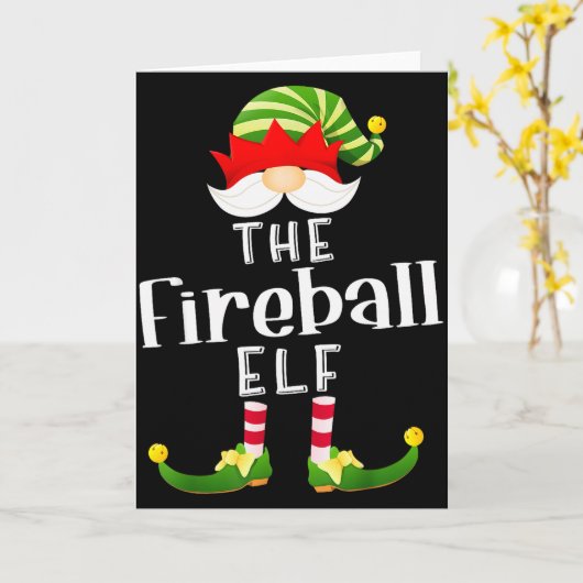 Fireball Elf Group Christmas Funny Pajama Party  Kaart (Gele Bloem)
