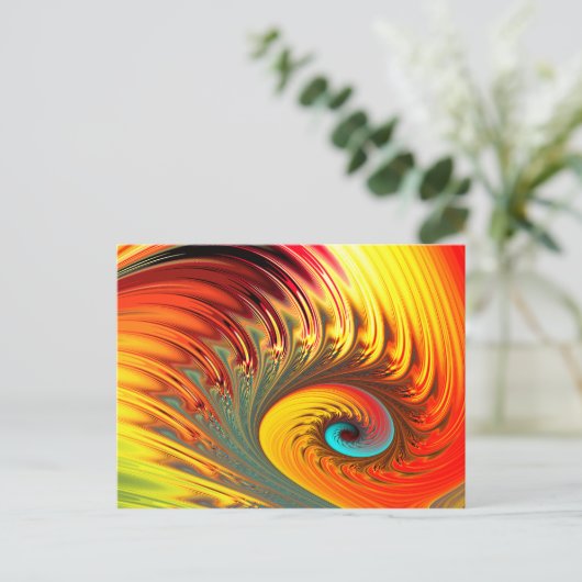 Fireball Fractal Spiral Briefkaart (Staand voorkant)