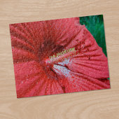 Fireball Hibiscus Flower with Raindrops Photo Legpuzzel