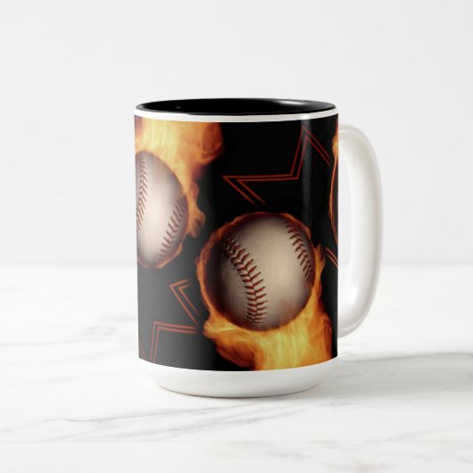 Fireball Pattern Baseball Lovers Mug Tweekleurige Koffiemok (Voorkant rechts)