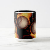 Fireball Pattern Baseball Lovers Mug Tweekleurige Koffiemok (Center)