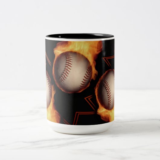 Fireball Pattern Baseball Lovers Mug Tweekleurige Koffiemok (Center)