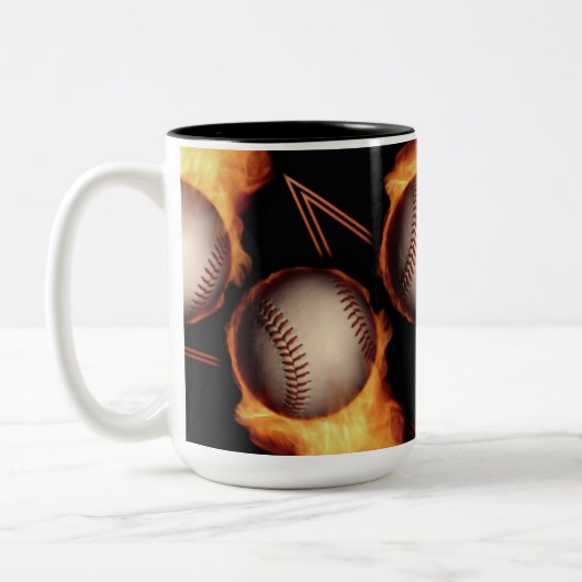 Fireball Pattern Baseball Lovers Mug Tweekleurige Koffiemok (Links)