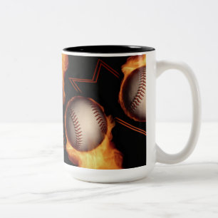 Fireball Pattern Baseball Lovers Mug Tweekleurige Koffiemok