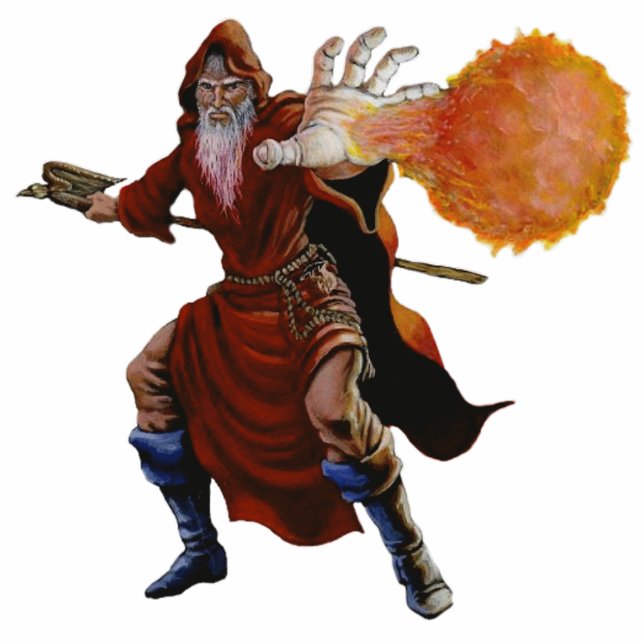 Fireball Wizard Sculpture Ornament Fotobeeldje Ornament (Voorkant)
