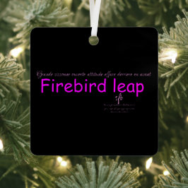 Firebird Leap Black en Pink Sq. Metalen Ornament