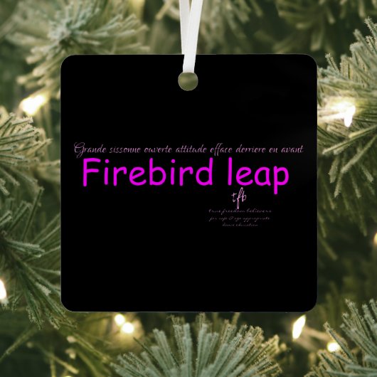 Firebird Leap Black en Pink Sq. Metalen Ornament (Insitu)