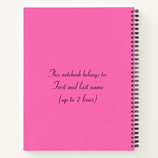 Firebird Leap Hot Pink en Black Notitieboek (Achterkant)